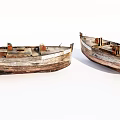 Old Weathered Wooden Boats With Traditional Hull Structure And Wooden Planks