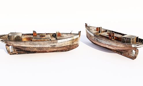 Old wooden boat Modern boat 3d model