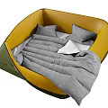 Cozy Yellow Green Pet Bed With Gray Cushion And Soft Pillows