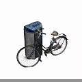 Dirty Old Bicycle Leaning Against Graffiti Covered Urban Trash Can
