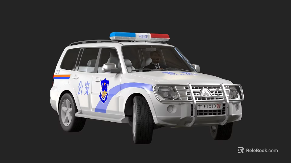 Functional Police SUV Vehicle With White Body Blue Red Emergency Lights Roof Public Security Insignia 3d model 