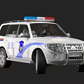 Functional Police SUV Vehicle With White Body Blue Red Emergency Lights Roof Public Security Insignia