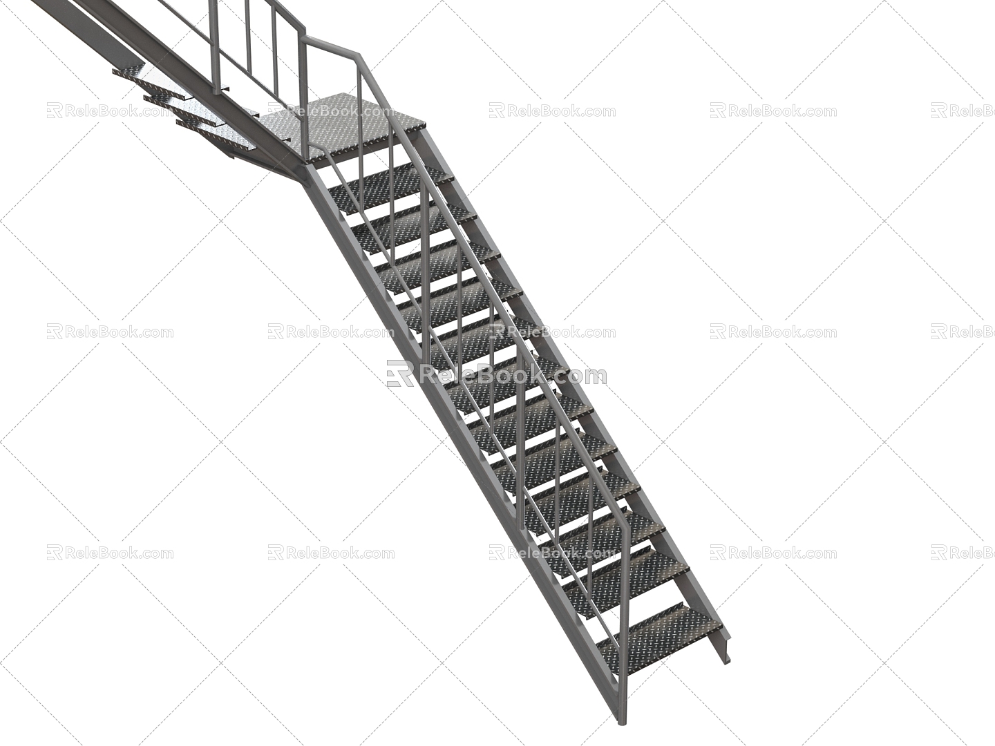 Modern glass handrail staircase 3d model