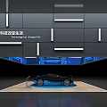HORWITH Brand Modern Exhibition Booth Featuring Car Display And Blue Lighting Elements