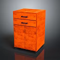 Modern Orange Textured Cabinet With Two Drawers Two Doors And Black Handles