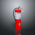 Industrial Red Fire Extinguisher With Metal Handle Hose And Safety Label