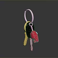 Hardware Tools Keychain With Metal Ring Keys And Red House Charm