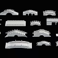 Various Landscape Bridge Architectural Models With Arch Flat And Step Designs 3d model