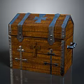 Vintage Wooden Chest Design With Metal Straps Cross Symbols And Latches
