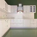White Kitchen Cabinets With Upper Lower Storage And Countertop Sink Range Hood 3d model