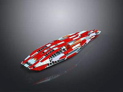 Futuristic Red And White Spacecraft Model For Advanced Cosmic Exploration Missions 3d model