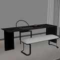 Modern Tea Table and Chairs Set with Black Surface and Metal Frame Design 3d model