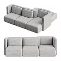 Modern Gray Modular Fabric Sofa With Sectional Design And Comfortable Seats 3d model