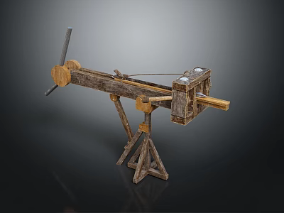 Ancient Wooden Catapult Medieval Siege Weapon With Lever And Launch Arm 3d model