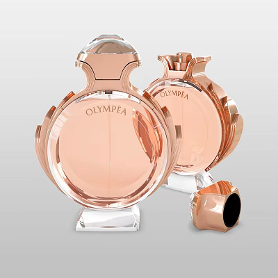 Elegant Rose Gold Transparent Perfume Bottles With Exquisite Cosmetic Design And Details 3d model