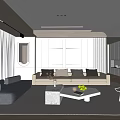 Modern Living Room Interior With Light Sofa Marble Coffee Table And Floor to Ceiling Windows