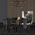 Modern Dining Table and Chair Combination 3d model