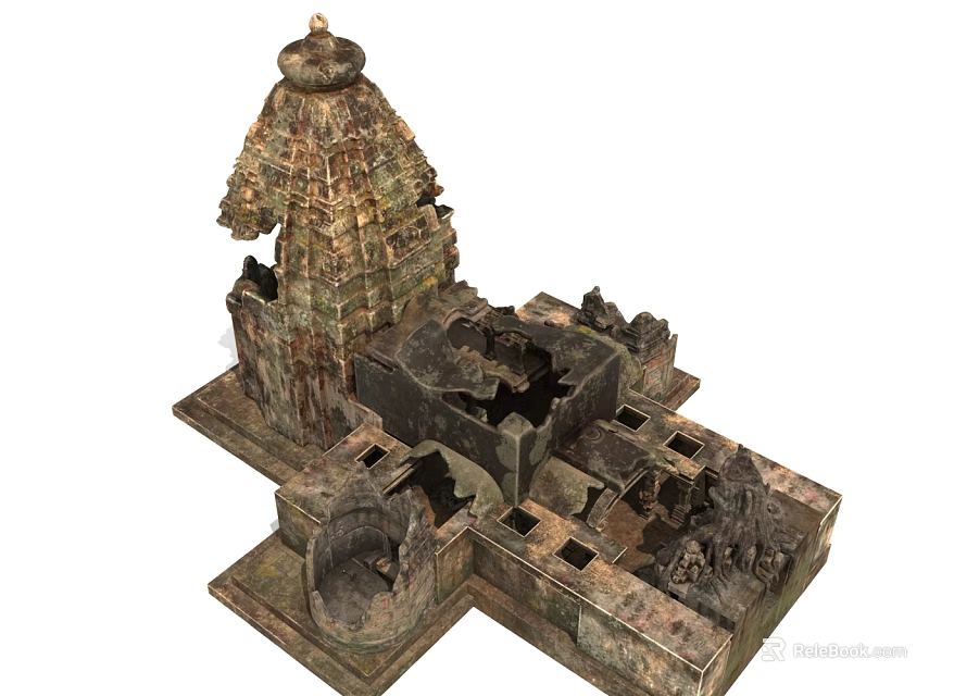 Religious Belief Representation Through Ancient Temple Model With Intricate Carvings And Traditional Architecture 3d model 