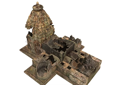 Religious Belief Representation Through Ancient Temple Model With Intricate Carvings And Traditional Architecture 3d model