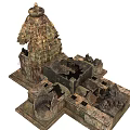 Religious Belief Representation Through Ancient Temple Model With Intricate Carvings And Traditional Architecture