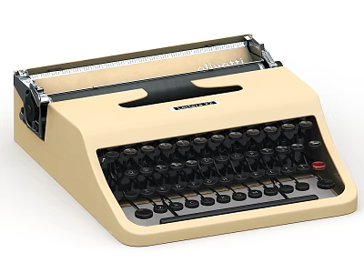 Vintage Royal Beige Industrial Typewriter With Black Keyboard And Metal Roller 3d model