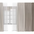 Neutral Toned Curtains With Sheer And Heavy Panels For Bright Window Interior