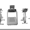 Modern Home Sports Equipment Collection With Treadmill Elliptical Machine Stationary Bike And Rowing Trainer
