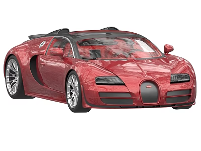 Red Bugatti Sports Car With Sleek Exterior Design And Shiny Alloy Wheels Front View 3d model