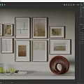 Gallery Wall With Framed Artworks And Circular Decor In Living Room