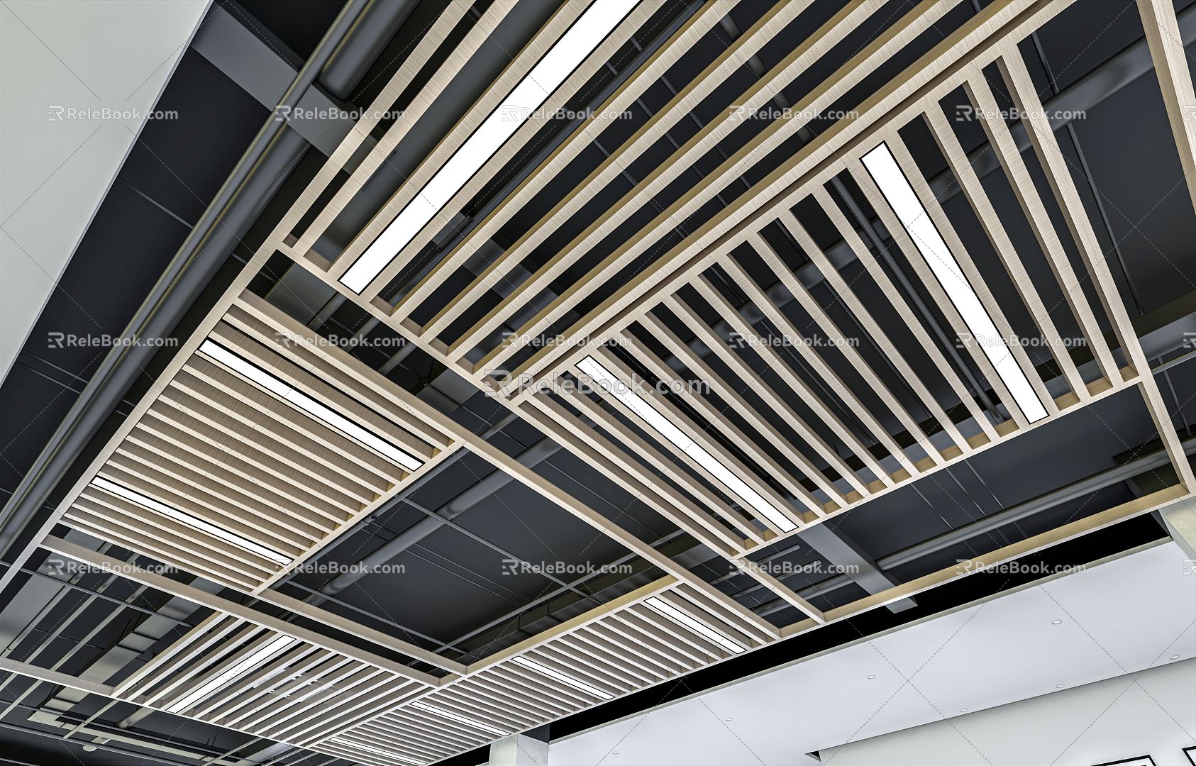 Industrial LOFT Ceiling Pipe Ceiling Grille Ceiling 3d model