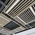 Modern Ceiling Design With Wooden Slat Grille And Recessed LED Lighting
