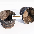 Vintage Worn Wooden Barrels Decorative Ornament Set For Home Decor