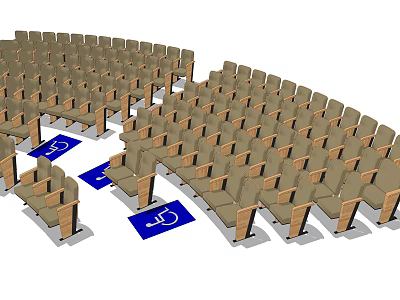 Public Chairs Arranged In Auditorium With Wheelchair Accessible Seating Areas 3d model