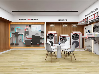 Midea Air Conditioner Fans Smart Home Showroom Display With System Diagrams And Products 3d model