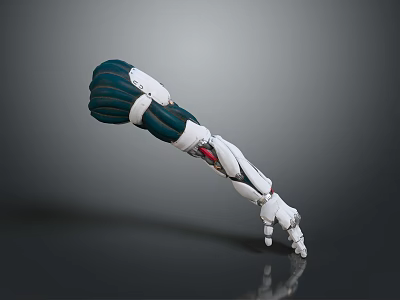 Mechanical Arm As Artificial Organ With Hair Like Textures And Green White Design 3d model