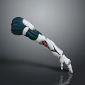 Mechanical Arm As Artificial Organ With Hair Like Textures And Green White Design