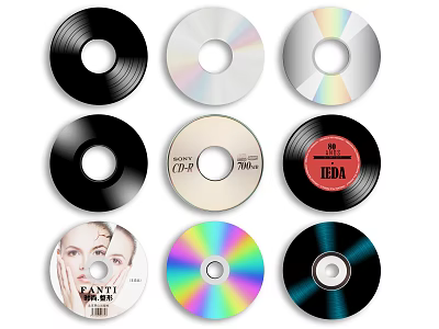 Modern retro vinyl disc tape film film record wall decoration movie element Icon 3d model