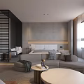 Modern Bedroom Interior Design With Gray Sofa Bed Coffee Table And Large Window