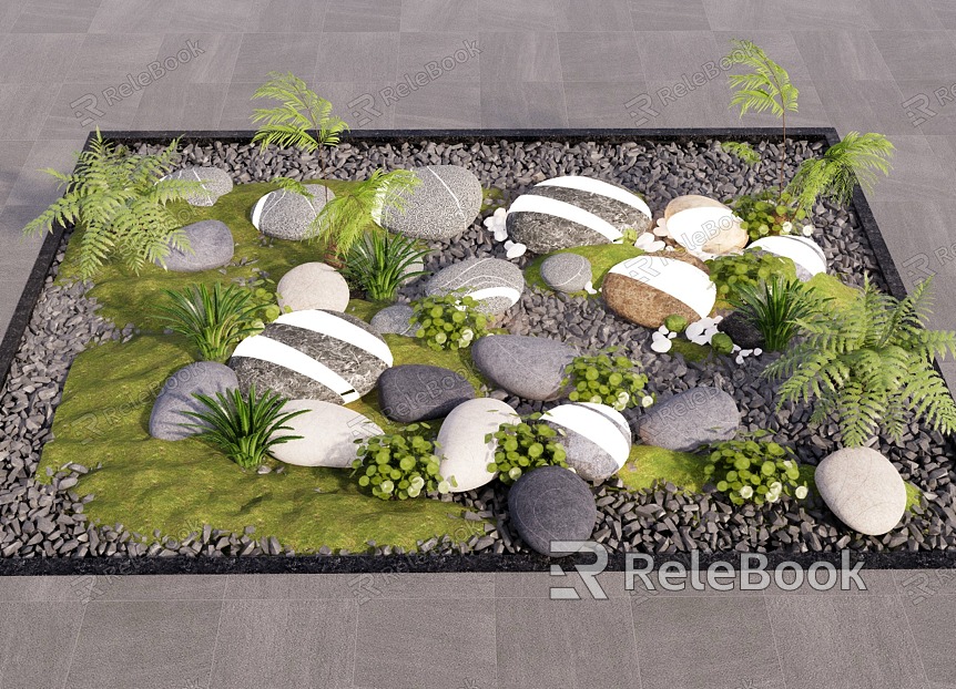 Landscape stone stone lamp landscape lamp stone micro-terrain ground cover plant dry landscape gravel model