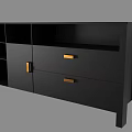 Modern Black Entryway Cabinet Console Table With Drawers Cabinet Doors And Golden Handles
