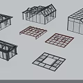 Sunroom Frame Structures With Various Designs And Modern Geometric Architectural Shapes 3d model
