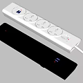 White and Black Power Strips with Multiple Sockets Switch and Indicator Lights