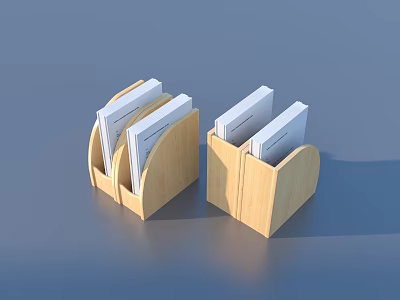 Two Neatly Arranged Wooden File Holders With Organized Papers For Home Office Use 3d model