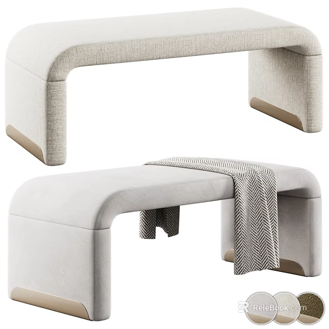 Modern Minimalist Upholstered Sofa Bench With Soft Fabric For Bedroom And Entryway Home Decoration 3d model 