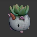 Cute Unicorn Shaped Succulent Planter With Pink Green Leaves and Smiling Face for Home Decor