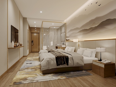 Modern Guest Room Standard 3d model