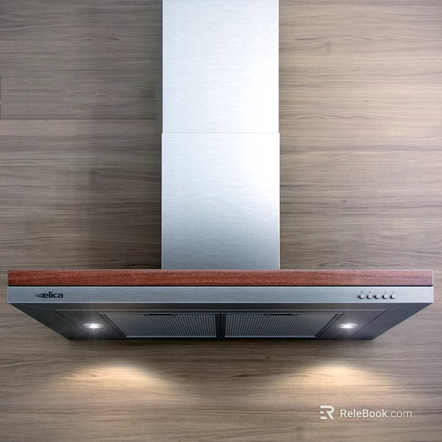 Vatti Modern Kitchen Range Hood With Silver Body Wooden Trim And LED Lights 3d model 