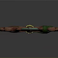 Fantasy Sword With Green White Striped Blade And Carved Brown Hilt