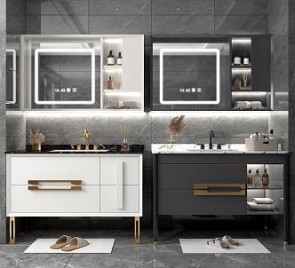 Modern sink bathroom cabinet combination 3d model