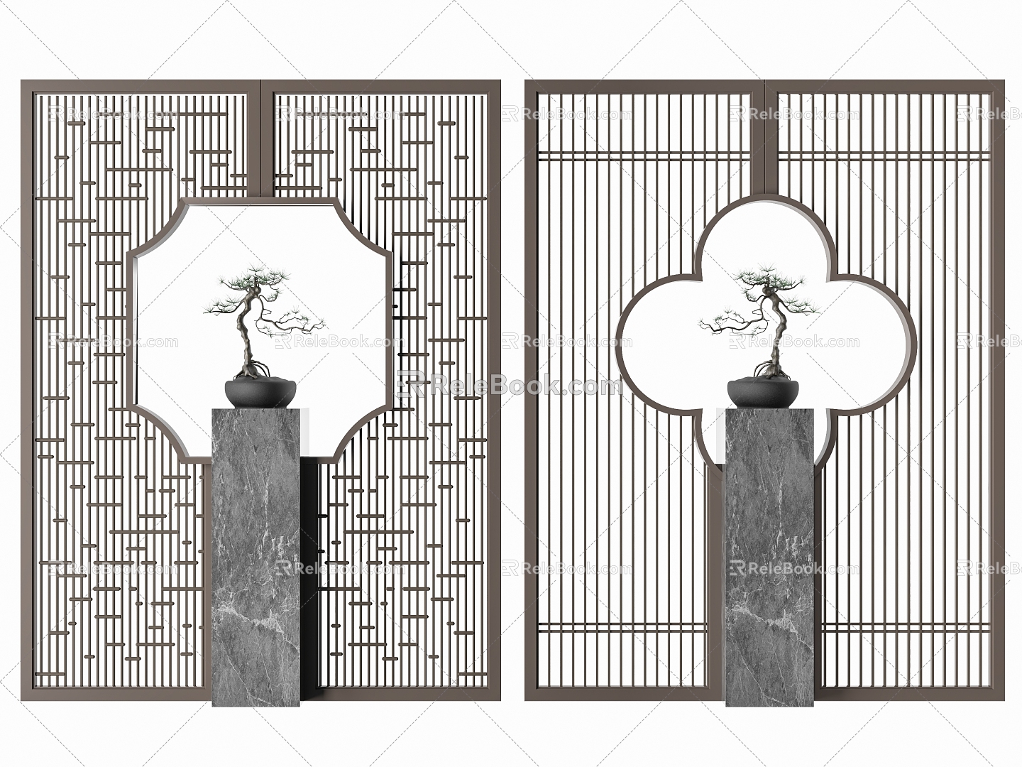 New Chinese-style screen partition 3d model